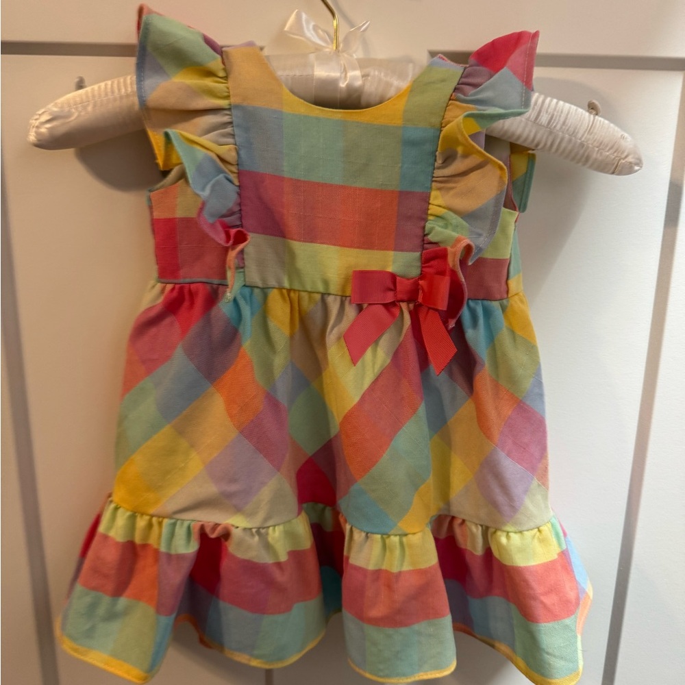 Colorful Plaid Baby Dress with Bow